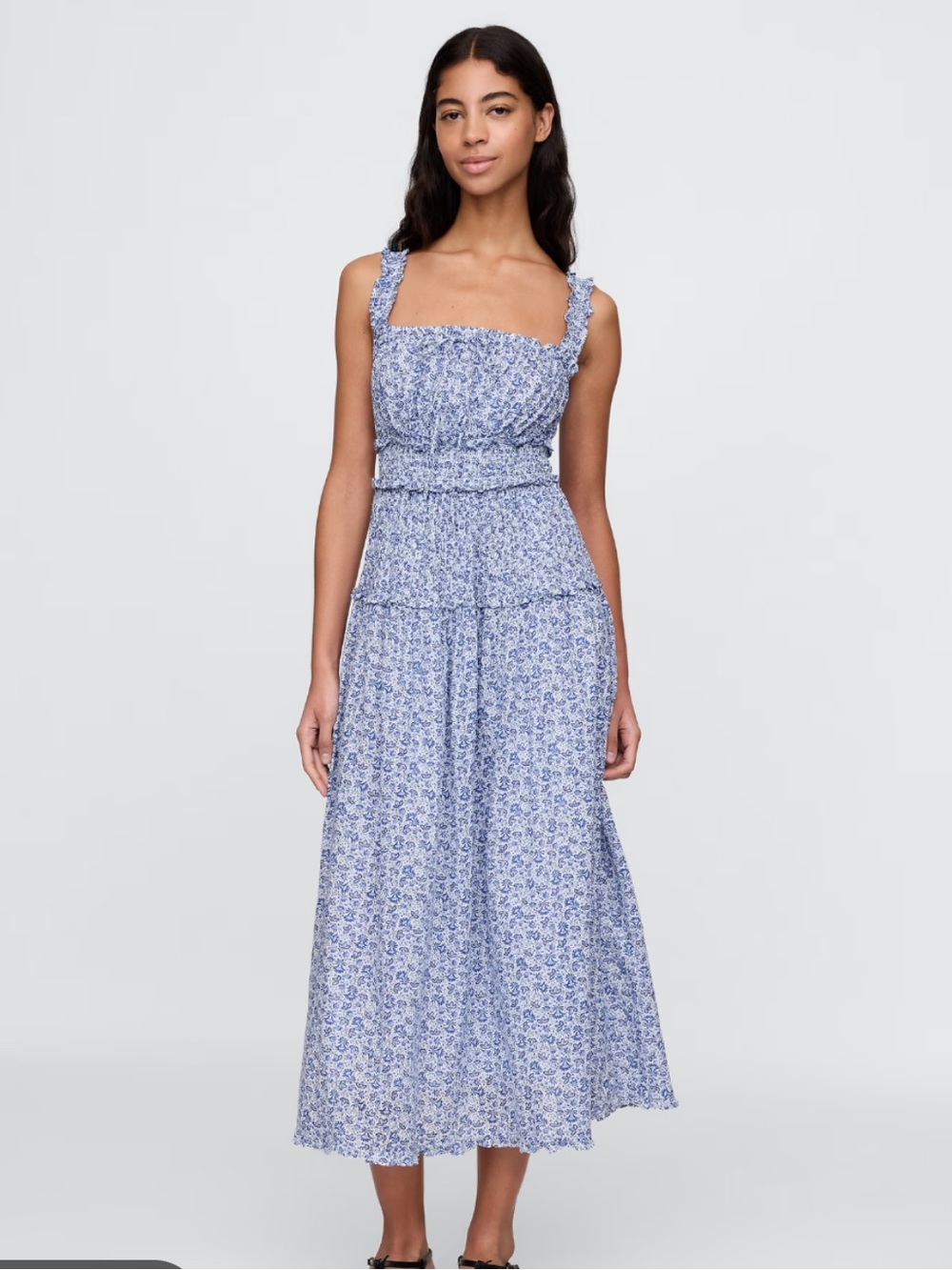 Gap X DÔEN Pintuck Floral Midi Dress